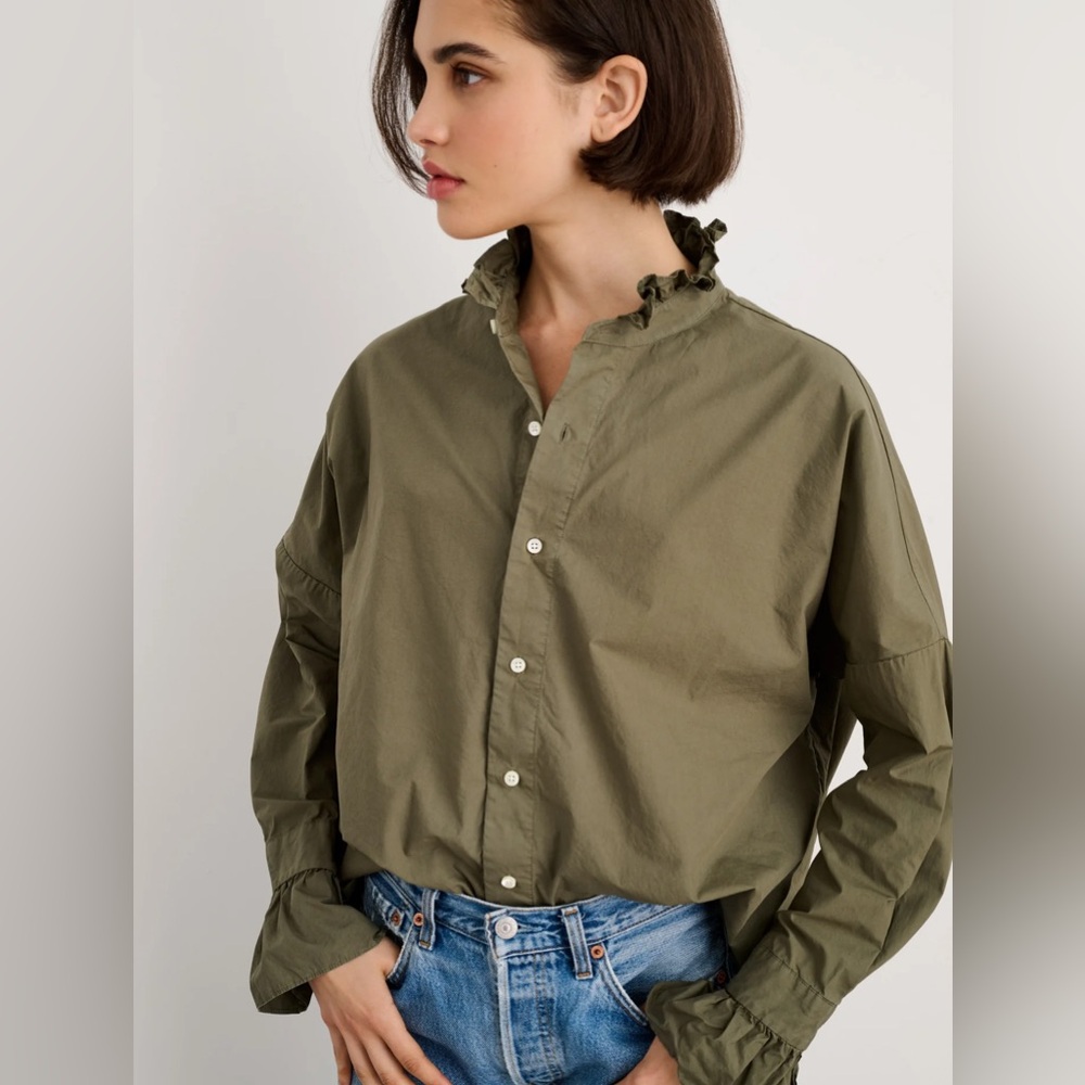 Alex Mill easy ruffle button down shirt